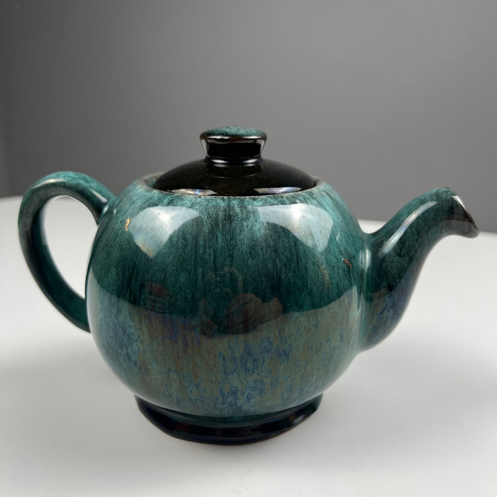 VTG 60s Evangeline #993 Canuk Pottery Canada individual teapot green brown glaze